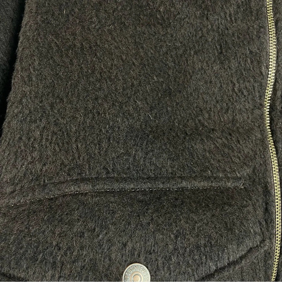 NWT Levis Cropped Wool Blend Trucker Jacket Chocolate Brown and Cream Size Large - Picture 8 of 15